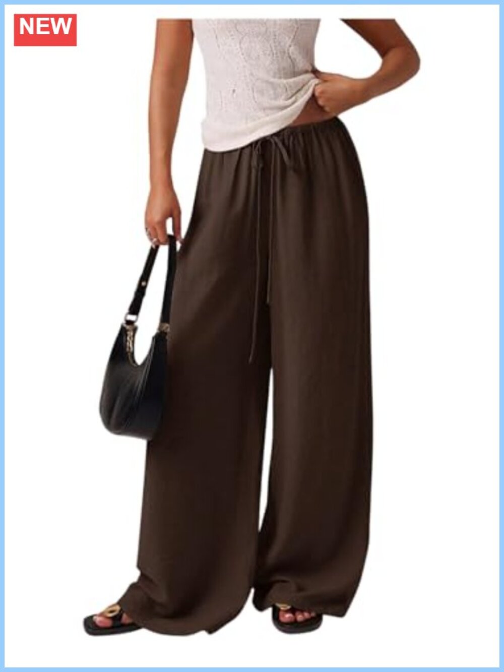Wide Leg Palazzo Pants Casual Drawstring Loose Trousers Long